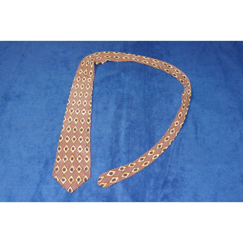 Vtg Christian Dior Cravate Tie Burgundy‎ Silk Geometric Medallion EUC Old Money